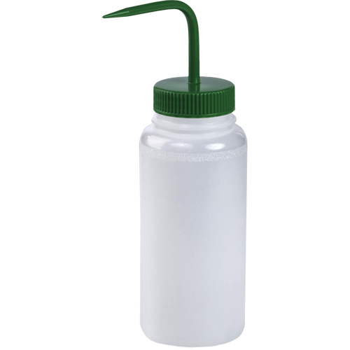 Flacon de lavage en poly&eacute;thyl&egrave;ne &agrave; large goulot avec bouchon en polypropyl&egrave;ne vert TGS INDUSTRIEL