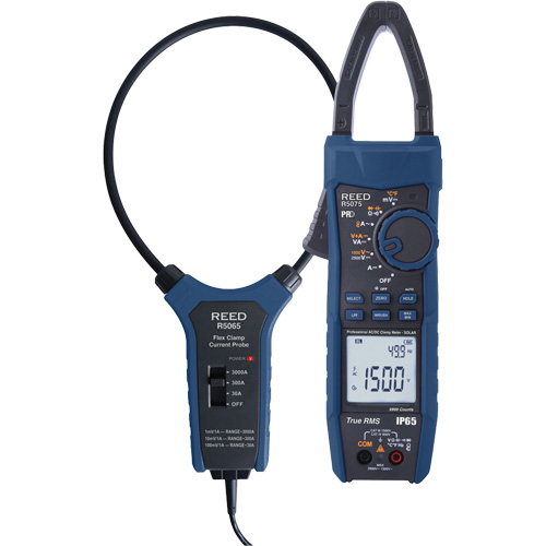 Solar Clamp Meter Kit with 18" Flexible Current Probe, AC/DC Voltage, AC/DC Current TGS INDUSTRIEL