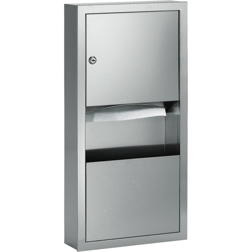 Combination Towel Dispenser with Waste Receptacle, Manual, 14" W x 4" D x 28" H TGS INDUSTRIEL