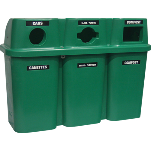 Contenants de recyclage Bullseye, Bord de rue, Plastique, 3 x 22 gal. US TGS INDUSTRIEL
