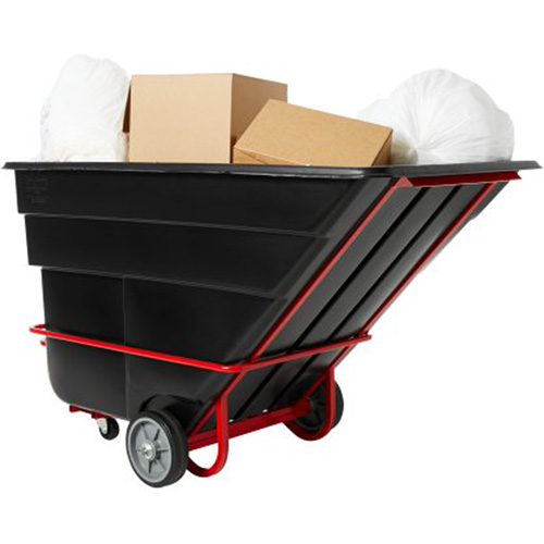 Chariot basculeur en acier, Plastique recycl&eacute; noir, 1/2 vg³, Capacit&eacute; de charge de 1400 lb TGS INDUSTRIEL