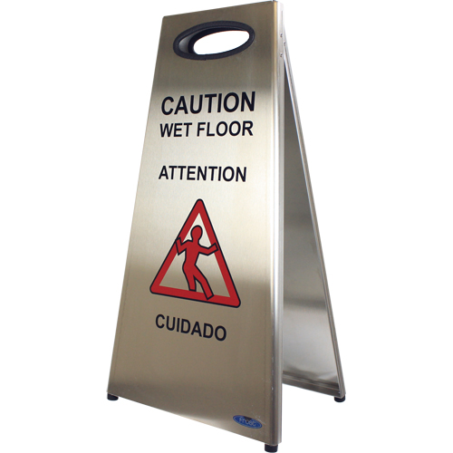 "Wet Floor" Sign, Trilingual With Pictogram TGS INDUSTRIEL