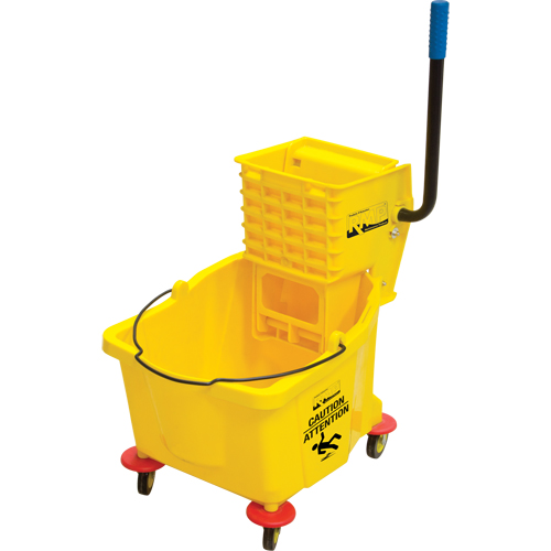 Mop Bucket and Wringer, Side Press, 9.5 US Gal.(38 Quart), Yellow TGS INDUSTRIEL