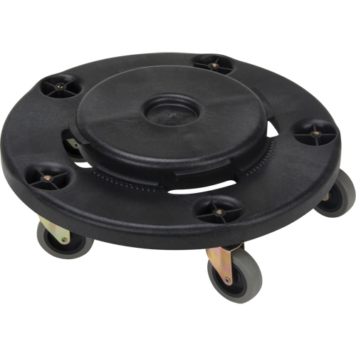 Waste Container Dolly, Polypropylene, Black, Fits: 24" Dia. TGS INDUSTRIEL