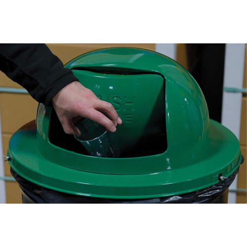Drum Waste Disposal Top, Dome Lid, Metal, Fits Container Size: 23-1/2" Dia. TGS INDUSTRIEL