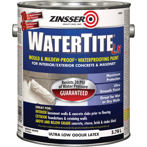 Watertite&reg; LX Mold & Mildew-Proof Waterproofing Paint, 3.78 L, Gallon, White TGS INDUSTRIEL
