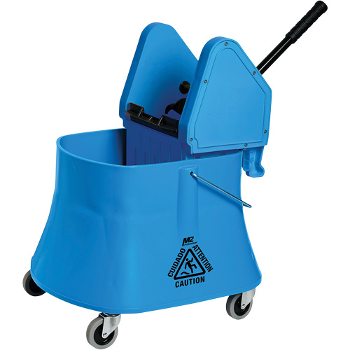 Ensemble de seau pour vadrouille et essoreuse Champ, Pression vers le bas, 7,5 gal. US (30 pintes), Bleu TGS INDUSTRIEL