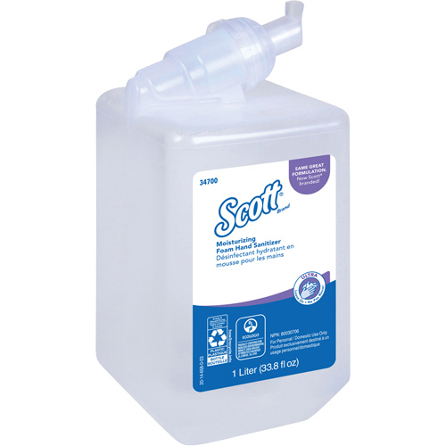 Mousse d&eacute;sinfectante et hydratante pour les mains Control de Scott, 1000 ml, Cartouche de recharge, 70 % alcool TGS INDUSTRIEL