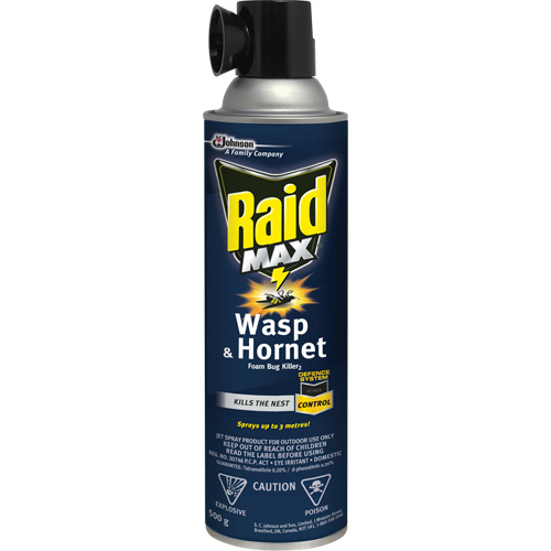 Mousse insecticide contre les gu&ecirc;pes et les frelons Raid Max, 500 g, Canette a&eacute;rosol, &agrave; base de solvant TGS INDUSTRIEL