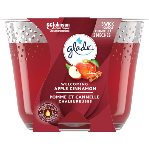 Chandelle &agrave; trois m&egrave;ches Glade, Pomme cannelle TGS INDUSTRIEL