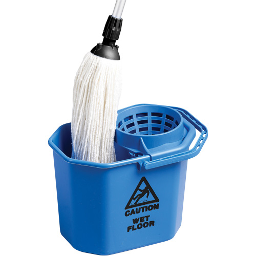 Seau &agrave; usage intensif avec essoreuse conique, Passoire, 3 gal. US (12 pintes), Bleu TGS INDUSTRIEL