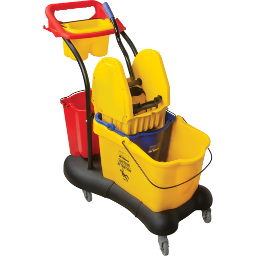 Chariot &agrave; vadrouille multifonction, Pression vers le bas, 9,5 gal. US (38 pintes), Jaune TGS INDUSTRIEL