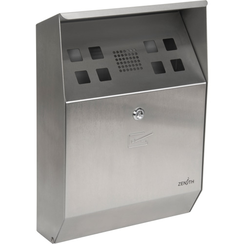 Cendrier, Montage mural, Acier inoxydable, Capacit&eacute; 1.6 Litres, Hauteur 13-4/5" TGS INDUSTRIEL