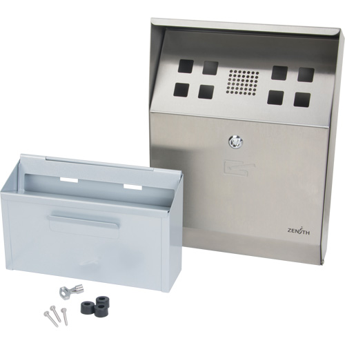 Cendrier, Montage mural, Acier inoxydable, Capacit&eacute; 1.6 Litres, Hauteur 13-4/5" TGS INDUSTRIEL