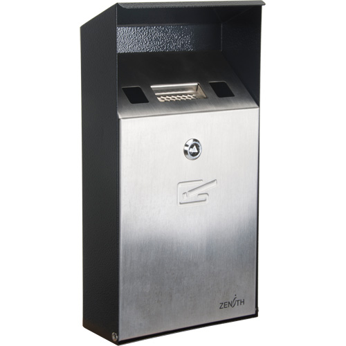Cendrier, Montage mural, Acier inoxydable, Capacit&eacute; 1 Litre, Hauteur 11-4/5" TGS INDUSTRIEL