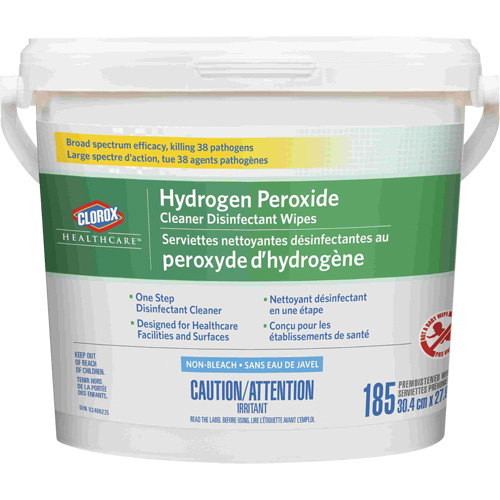 Lingettes d&eacute;sinfectantes et nettoyantes &agrave; base de peroxyde d'hydrog&egrave;ne Healthcare, 185 lingettes TGS INDUSTRIEL