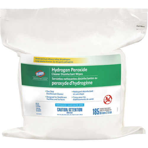 Lingettes d&eacute;sinfectantes et nettoyantes &agrave; base de peroxyde d'hydrog&egrave;ne Healthcare, 185 lingettes TGS INDUSTRIEL
