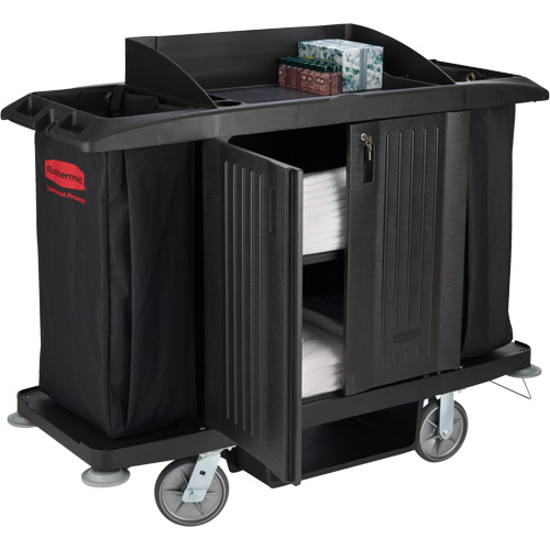 Chariot pleine grandeur pour l'entretien m&eacute;nager de bureau avec porte TGS INDUSTRIEL
