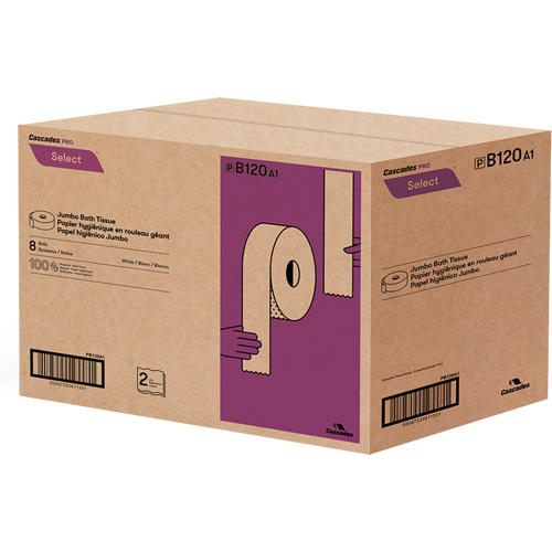 Papier hygi&eacute;nique Pro Select, Rouleau G&eacute;ant, 2 Pli, Longueur 900', Blanc TGS INDUSTRIEL