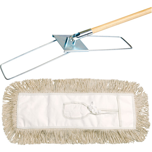 Syst&egrave;me de vadrouille &agrave; &eacute;pousseter Break-Ezy, Style &agrave; attacher, Coton, 48" lo x 3-1/2" la TGS INDUSTRIEL