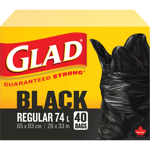 Sacs &agrave; ordures 74 L, R&eacute;gulier, 26" la x 33" lo, Noir TGS INDUSTRIEL