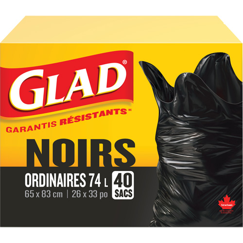 Sacs &agrave; ordures 74 L, R&eacute;gulier, 26" la x 33" lo, Noir TGS INDUSTRIEL