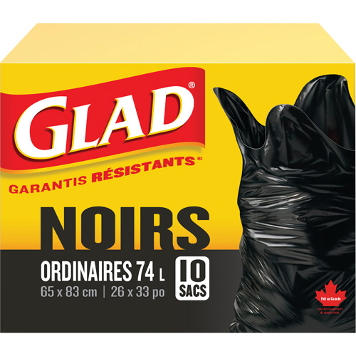 Sacs &agrave; ordures 74 L, R&eacute;gulier, 26" la x 33" lo, Noir TGS INDUSTRIEL