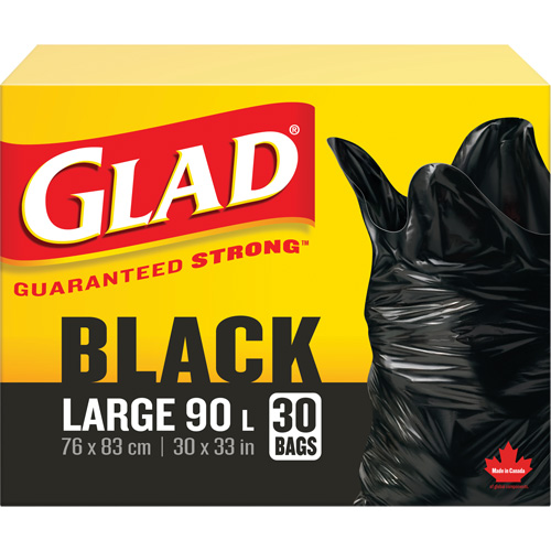 90L Garbage Bags, Regular, 30" W x 33" L, Black TGS INDUSTRIEL