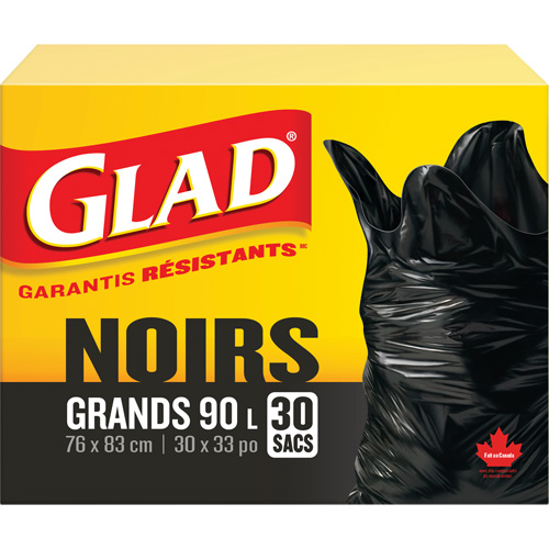 90L Garbage Bags, Regular, 30" W x 33" L, Black TGS INDUSTRIEL