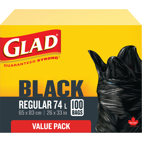 Sacs &agrave; ordures 74 L, R&eacute;gulier, 26" la x 33" lo, Noir TGS INDUSTRIEL