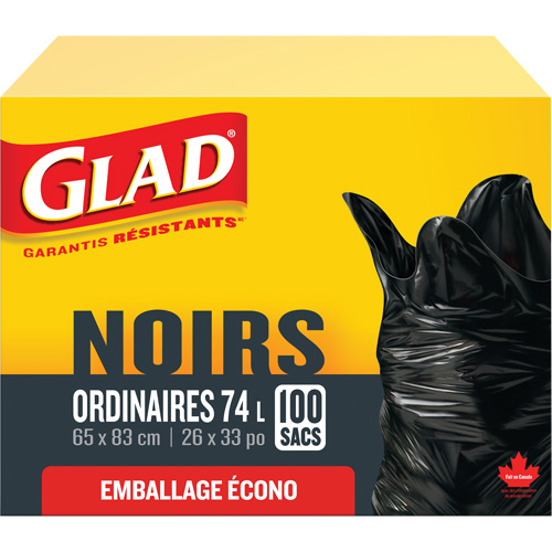Sacs &agrave; ordures 74 L, R&eacute;gulier, 26" la x 33" lo, Noir TGS INDUSTRIEL