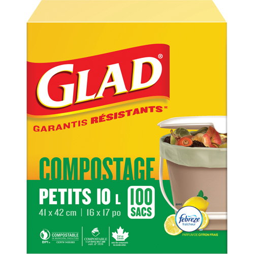 Petits sacs de compostage, R&eacute;gulier, 17" lo x 16" la, Brun, Capacit&eacute; de 10 L (3 gal.) TGS INDUSTRIEL