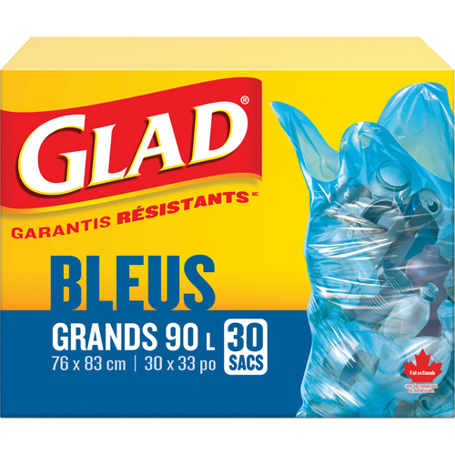Sacs de recyclage 45 L, R&eacute;gulier, 30" la x 33" lo, Bleu TGS INDUSTRIEL