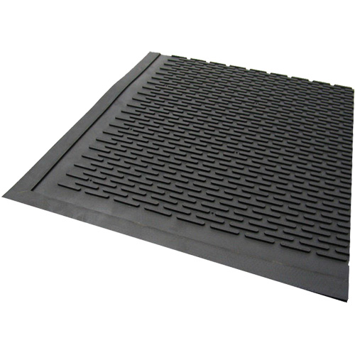 Outdoor Mat, Rubber, Scraper Type, Solid Pattern, 3' x 5', Black TGS INDUSTRIEL