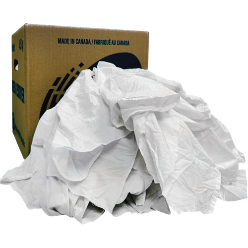 Chiffons recycl&eacute;s, Coton, Blanc, 10 lb TGS INDUSTRIEL