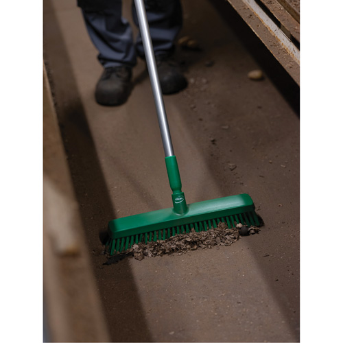 Push Broom Head, Fine/Stiff Bristles, 16-1/2", Polyester/Polypropylene, Green TGS INDUSTRIEL