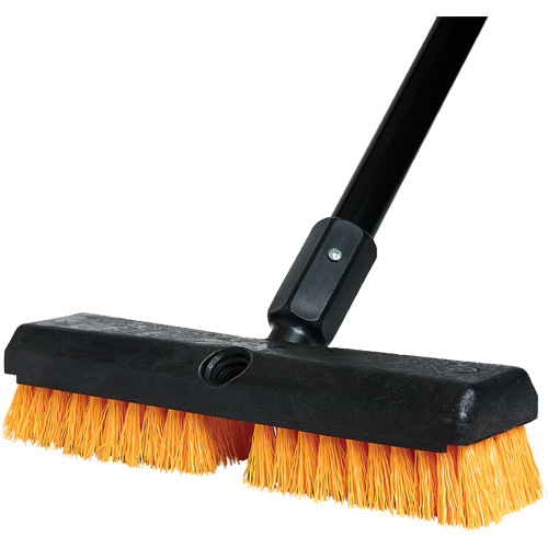 Brosse de nettoyage avec manche, 10" l, Soies Polypropyl&egrave;ne, Noir/Rouge TGS INDUSTRIEL