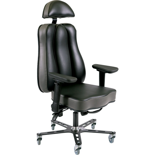 Chaise ergonomique 24 h Synergo II, Vinyle, Noir/gris, Capacit&eacute; 350 lb TGS INDUSTRIEL