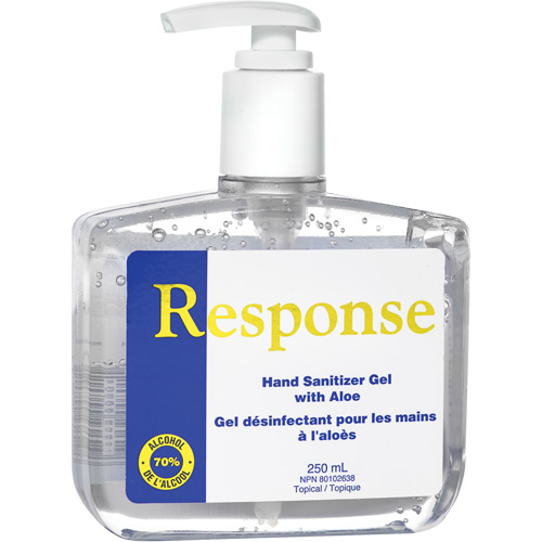 Gel d&eacute;sinfectant pour les mains &agrave; l'alo&egrave;s Response, 250 ml, Bouteille &agrave; pompe, 70 % alcool TGS INDUSTRIEL