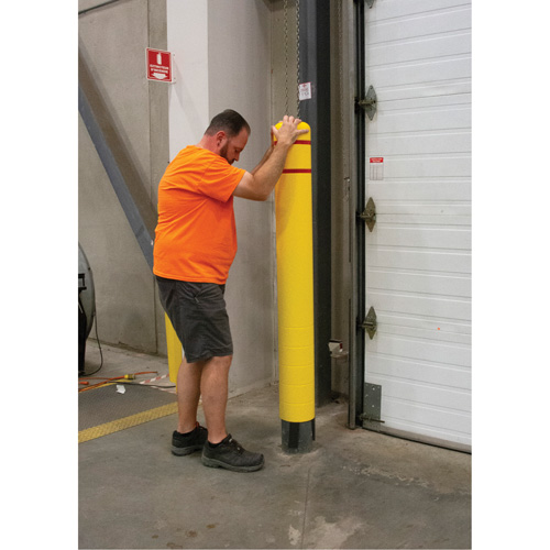 Capuchon en poly&eacute;thyl&egrave;ne pour borne de protection, 6-5/8" dia. x 52" l, Rouge/Jaune TGS INDUSTRIEL