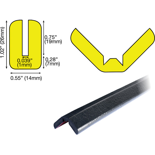 W Profile 1M Edge Protection Bumper Guard, 3.25' (0.99 m) Long TGS INDUSTRIEL