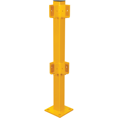 Corner Post for Light-Duty Guard Rails, Steel, 42" H, Safety Yellow TGS INDUSTRIEL