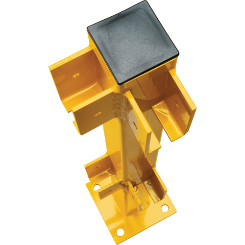 Corner Post for Light-Duty Guard Rails, Steel, 42" H, Safety Yellow TGS INDUSTRIEL