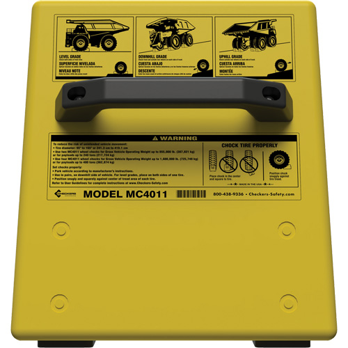 Cale de roue ultra-robuste pour l'exploitation mini&egrave;re Checkers Safety sans support, PEHD, Jaune, 14-1/2" la x 17-1/2" p x 16" h TGS INDUSTRIEL