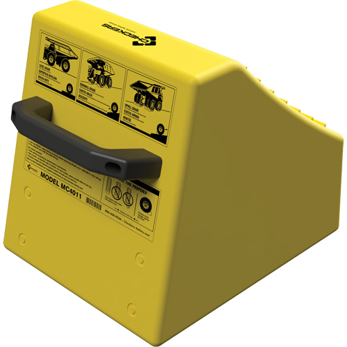 Cale de roue ultra-robuste pour l'exploitation mini&egrave;re Checkers Safety sans support, PEHD, Jaune, 14-1/2" la x 17-1/2" p x 16" h TGS INDUSTRIEL