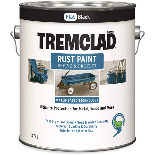 Peinture antirouille &agrave; base d'eau Tremclad, 3,78 L, Gallon, Noir TGS INDUSTRIEL