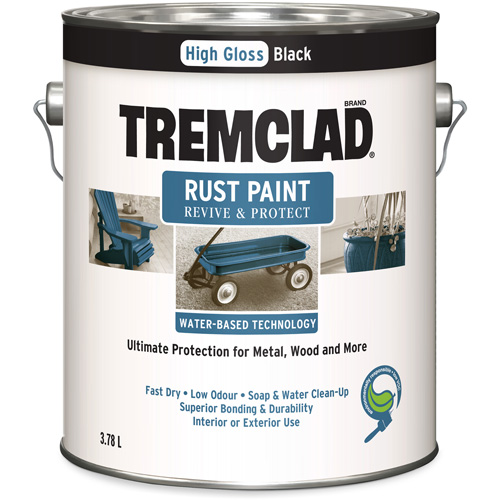 Peinture antirouille &agrave; base d'eau Tremclad, 3,78 L, Gallon, Noir TGS INDUSTRIEL