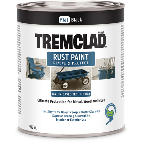 Peinture antirouille &agrave; base d'eau Tremclad, 946 ml, Canette, Noir TGS INDUSTRIEL