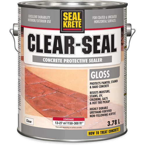 Seal-Krete&reg; Protective Sealer, 3.78 L, Water-Based, Gloss, Clear TGS INDUSTRIEL