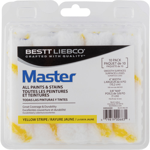 Mini rouleaux &agrave; bande jaune Stripe, Nap 10 mm (3/8"), 101,6 mm (4") l TGS INDUSTRIEL